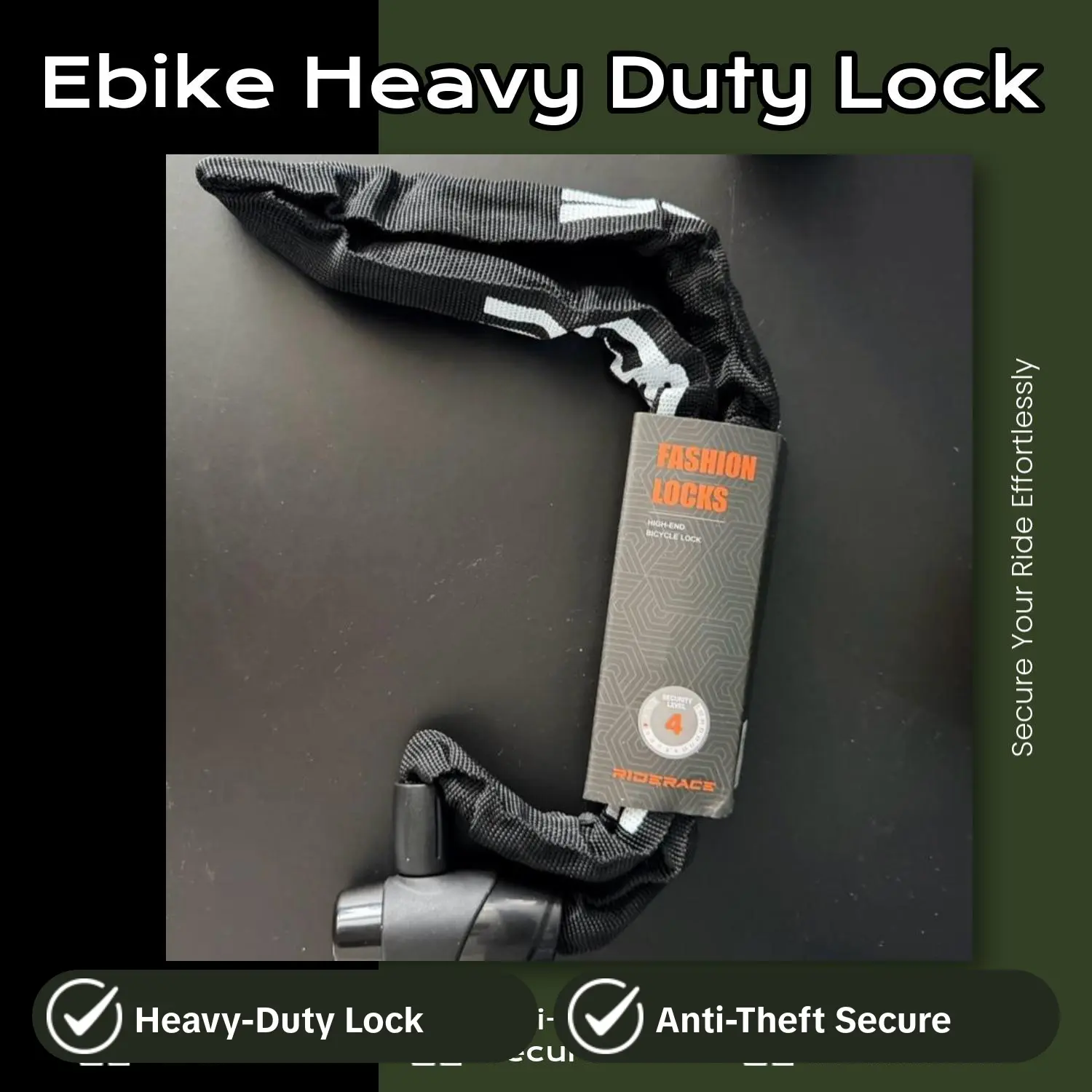 Heavy Duty Bike Lock for Ebikes with Extra Security Features and Easy Installation - 37.4 Inch Chain Lock with 2 Keys for Electric Bicycle Owners