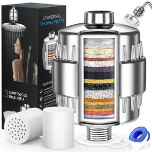 20 Stage Shower Filter, Shower Head Filter for Hard Water, with 2 Cartridges, High Output Shower Water Filter to Remove Chlorine, Fluoride and Other Impurities, Shower Equipment for Home Bathroom, Bathroom Accessories