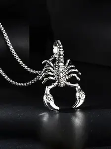 Vintage Titanium Steel Necklace with Scorpion Pendant, Elegant Sweater Chain, Punk Style Unisex Jewelry for All Seasons