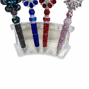 Big Bling Beaded Rhinestone Pens on Extended Rod with Beautiful Crystal Focal Beads for Stylish Writing