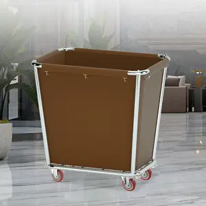 laundry Thickened Conical Stainless Steel  Cart, Hotel Linen Recovery Trolley, Home Dirty Clothes Storage Cart