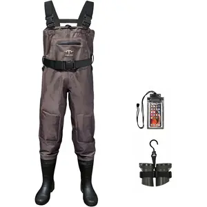 Fiblink Chest Waders, 2-Ply Nylon/PVC Waterproof Fishing Hunting Waders, Fishing Waders for Men & Women with Boots