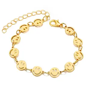 Two-color optional hollow smiley face round bracelet girls alloy jewelry