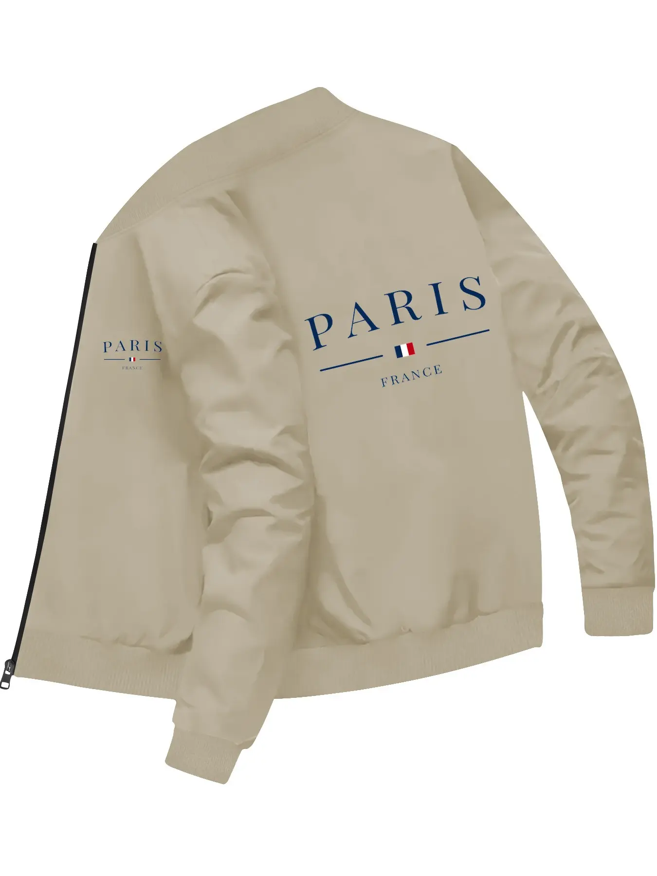 Fashion Trendy Men's Paris France Printed Bomber Jacket for Daily Leisure Commuting and Outdoor Activities