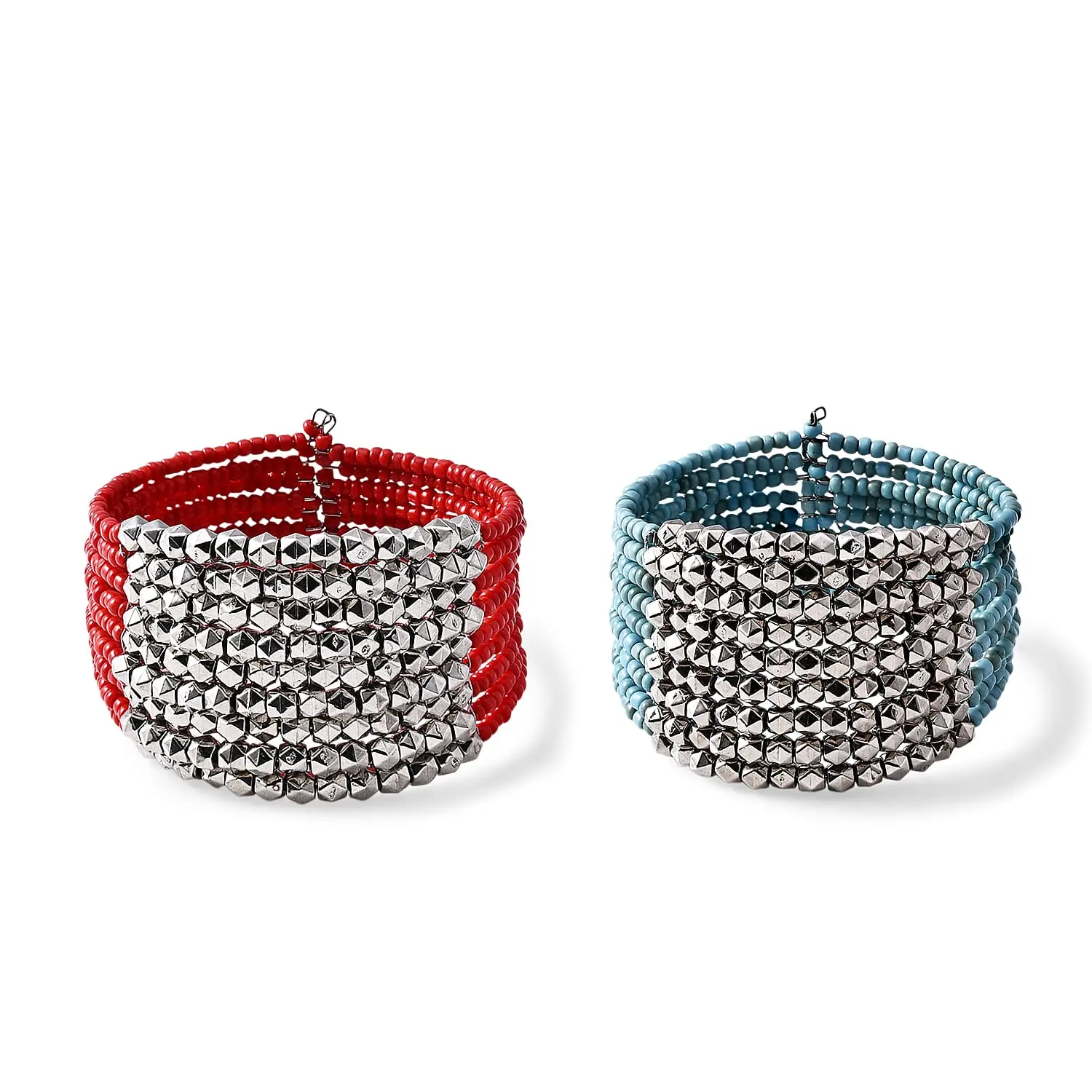 Set of 2 Seed Beads Cuff Bracelet