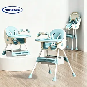 3-in-1 Convertible High Chair (Nursery Chair) for Infants to Toddlers, Adjustable Heights, Removable Double Tray, Modern Folding Portable Design with Detachable PU Cushion, Travel Set, Convertible High Chairs outdoorfun