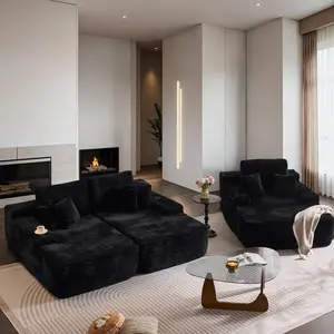 Oversized Sectional Lounge Chaise with Cloud Plush Sofa Bed, No Assembly Required, Fluffy Modern Sleeper Loveseat Chair for Indoor Living Room Bedroom Reading