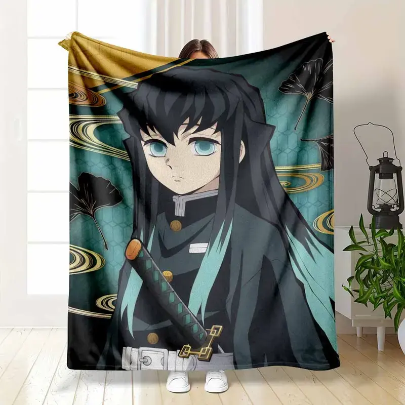 Demon Slayer Muichiro Tokito Mist Hashira Otaku Theme Soft Flannel Fleece Blanket - Multi-Size, Flat Weave, Super Microfiber, Wrinkle Resistant, All-Season Throw Gift for Otaku Fans (Christmas, Birthday), Thanksgiving
