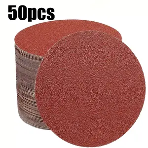 50pcs 150mm Hook-And-Loop Sanding Discs, 60/80/100/120/240/320/400/600 Grit, for Drilling Machine Rotary Tool Accessories Woodworking