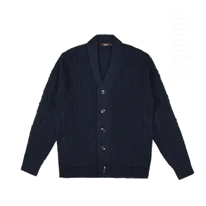 RAIDY BOER high end luxury casual wool blend cable knit cardigan sweater long sleeve shawl collar with buttons down Knitwear Stylish