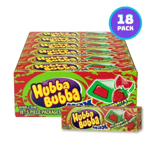Hubba Bubba Gum 18-Pack Strawberry Watermelon Bubble Gum Sweet Bubblegum Juicy Candy Snack