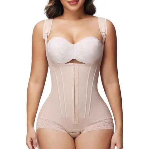 SHAPSHE Women's Colombian Compression Girdle - Postpartum Stage 2/3 8-Bone Abdominal Firming Bodysuit, Adjustable Size, Hook & Bar Closure, Waterproof, Retro, Body Contouring, Cute Cheeky Faja Shapewear for Activewear, Birthday Events