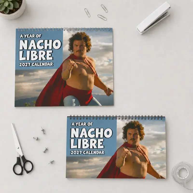 Nacho Libre 2027 Calendar, Jack Black Comedy Movie Wall Calendar, Funny Luchador Photo Calendar, Mexican Wrestling Fan Monthly Planner, Gift for Nacho Libre Fans, Movie Lovers, Friends and Coworkers, Home Office Decor, Trending Funny Calendar 2027