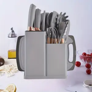 SpringBreakCooking Utensils Set,19PcSKitchen Set CutlerySet with 11 Piece Spatula Cooking Utensils, HeatResistant Silicone Cutlery 6 Piece Sharp Knife Set2 Piece Cutlery Cutting Board Black WoodCookware Rectangular Round Stove WoodenPlastic . White Pasta