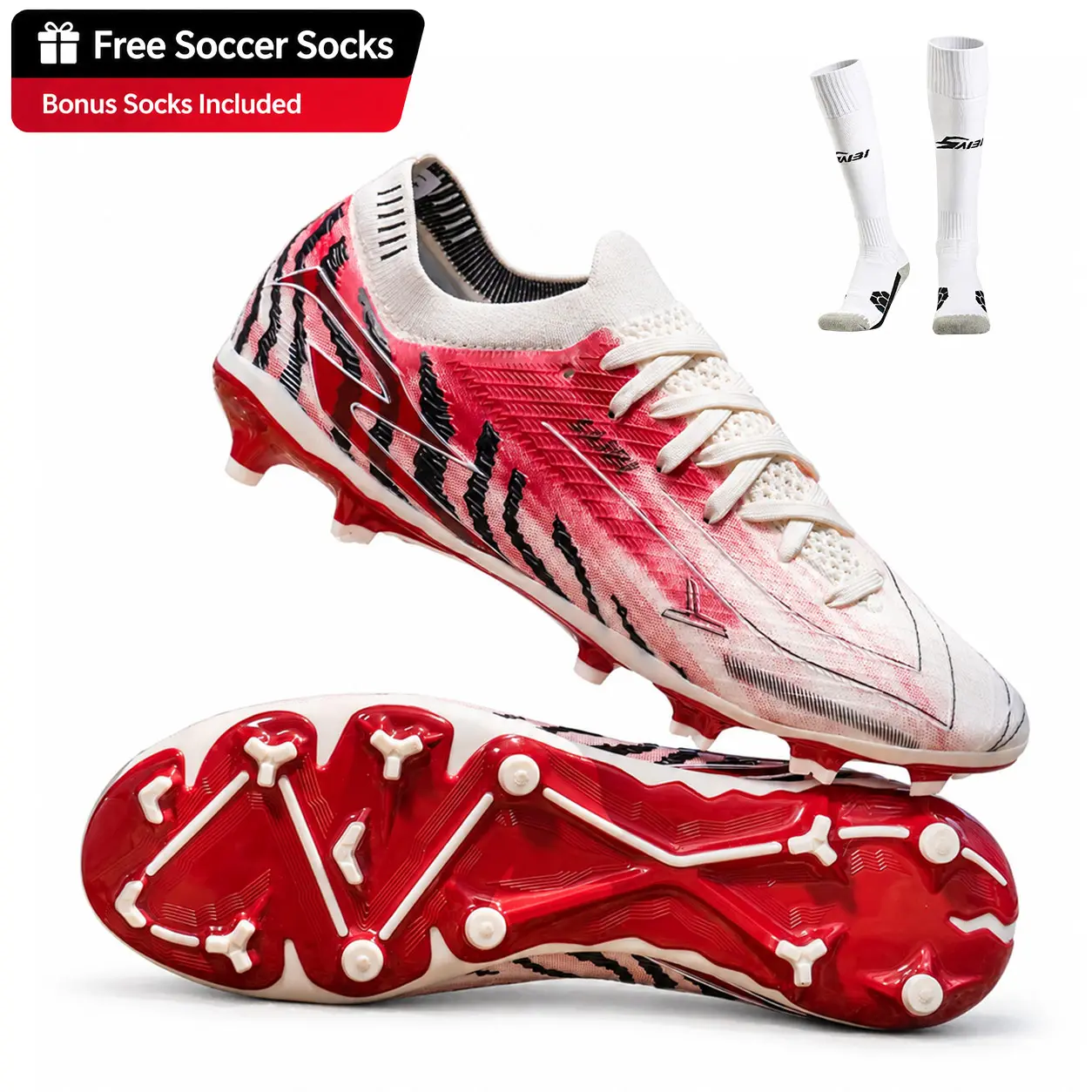 Adult FG Soccer Cleats,Men & Women,Lightweight Breathable Football Boots with TPU Studs for Firm Ground Training & Game Day