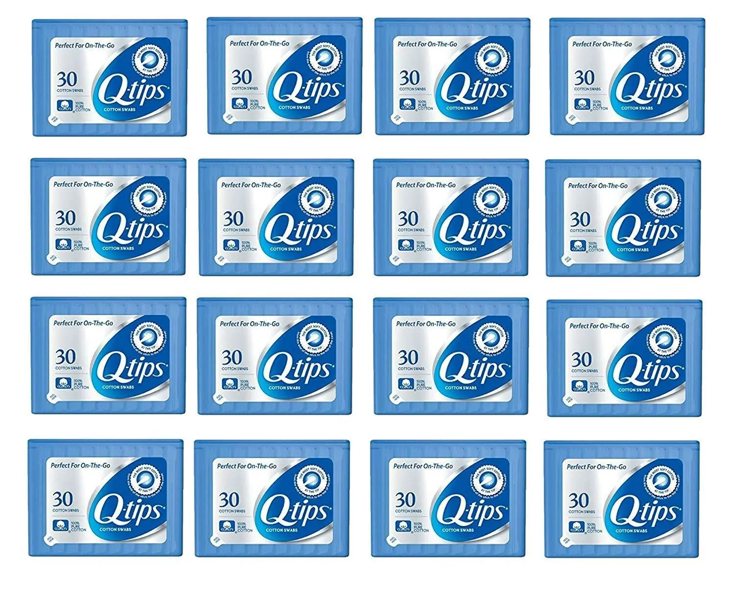 Q-tips Cotton Swabs Travel Size, 30 Count, (Pack of 16)