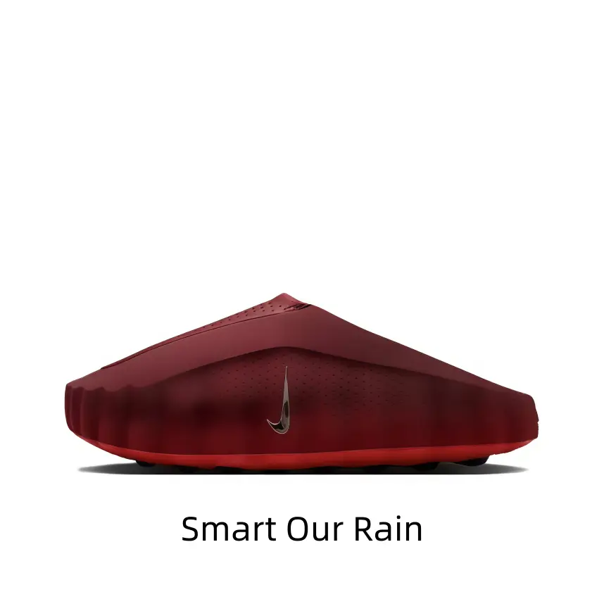 Burgundy Gradient Wavy Thick Cushion Recovery Slide Sandals, Perforated Breathable Upper Curved Wave Outsole Non-Slip Post Workout Sport Slides For Men Women