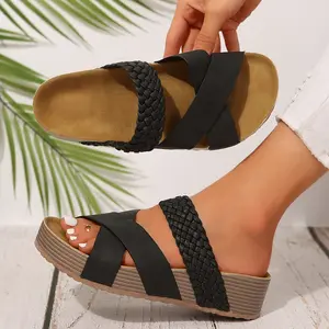 Womens Sandals Comfortable Flat Slide Sandals Minimalist Summer Casual Slippers Open Toe