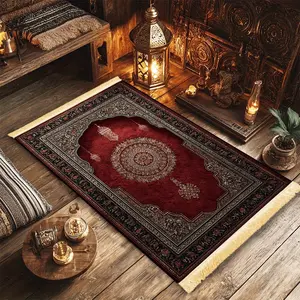 1pc Prayer Mat with Tassels - Non-Slip Foldable Prayer Mat Machine Washable for Indoor Home Prayer Doorway Living Room Islamic Home Prayer Muslim Prayer Rugs Prayerative Mat