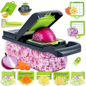 Vegetable Chopper & Fruit Slicer Set - Manual Food Cutter with Container, Robust Onion Mincer, Potato Shredder - Time-Saving Kitchen Gadgets for Home and Dorm Cutting Utensils Stock Up On Specials Stockpile VALUE Pack TikTokShopBlackFriday Christmas Gift