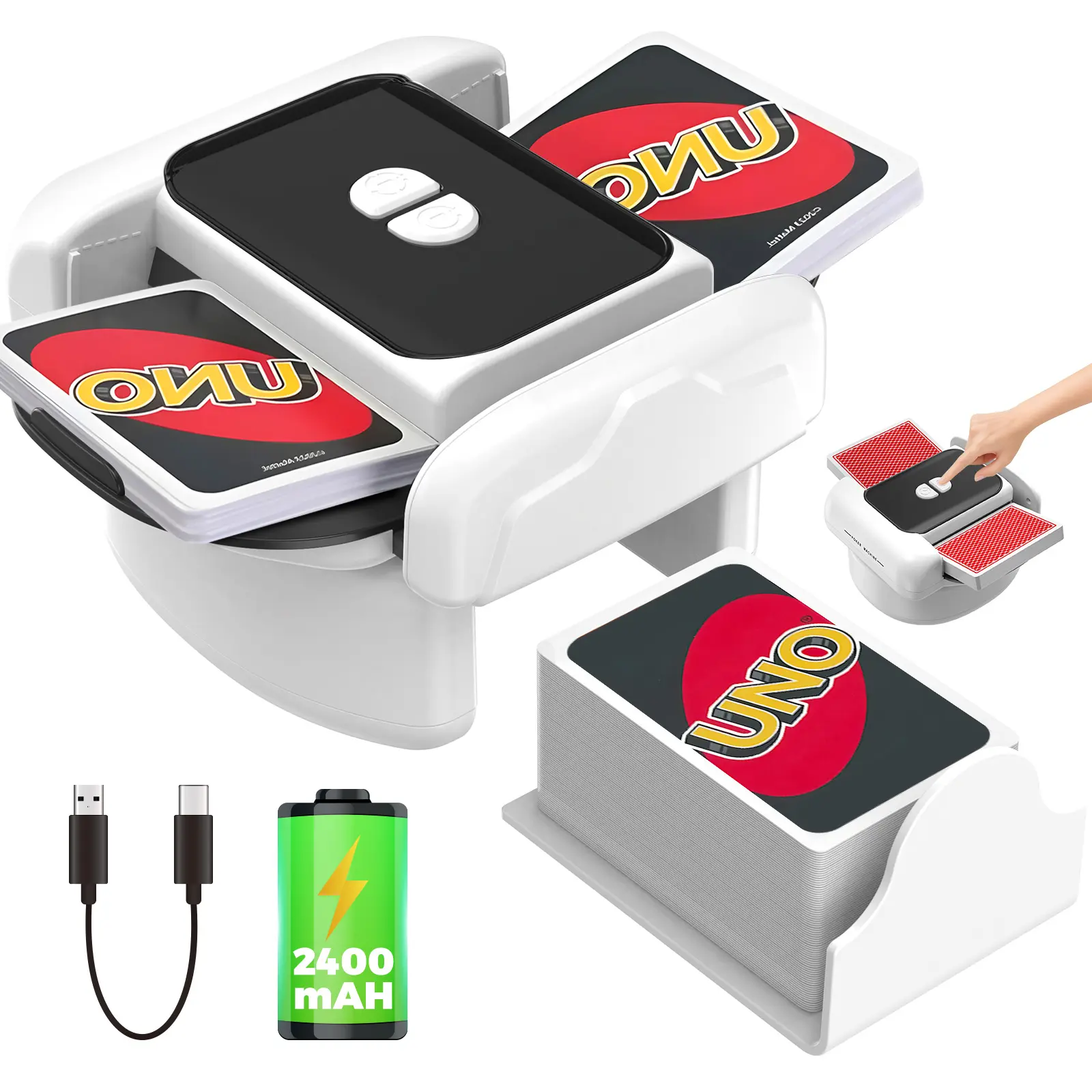 Electric Automatic Card Shuffler, 2 Decks Capacity Machine with 2 Modes and Low Noise for Poker and Family Card Games, Rechargeable Battery, Blackjack, Card Game Enthusiasts