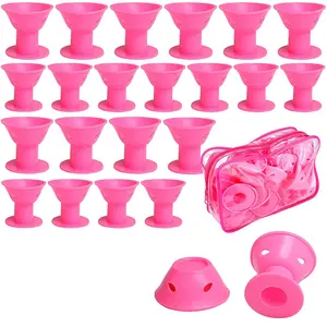 40 Pcs Black Magic Silicone Hair Rollers Include 20pcs Large Sleeping Curlers and 20pcs Small Silicone Hair Curlers Hair Curling Tool