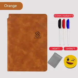 Portable Dry Erase Board,Reusable Whiteboard Notebook, Double-Sided White Board PU Cover Goals, Monthly and Weekly Calendar, Daily To-do List, Lined and Dotted Notes Pages