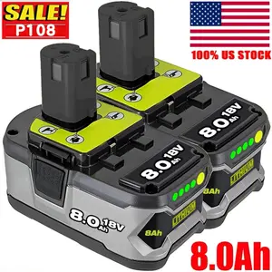 2PACK 8.0Ah 18V Lithium-Ion For RYOBI P108 P107 One Plus High Capacity Battery