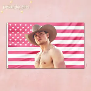 Kit Connor Shirtless Print Polyester Large Flag Tapestry - 60*36 in, Personalized Indoor Wall Hanging, Custom Pink American Flag Decor, Perfect Gift for Fandom Collectors