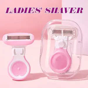 2 Counts Women's Manual Short-Handle Razor - Travel-Friendly with Rotating Head Design