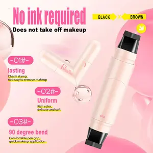 PAGE VINE One-Step Eyeliner Stamp Pen for Beginners Waterproof Smudge-Proof Winged Liner Stamp Quick Makeup Tool with 2 Shades Natural Black & Honey Tea Brown