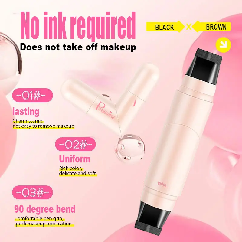 PAGE VINE One-Step Eyeliner Stamp Pen for Beginners Waterproof Smudge-Proof Winged Liner Stamp Quick Makeup Tool with 2 Shades Natural Black & Honey Tea Brown