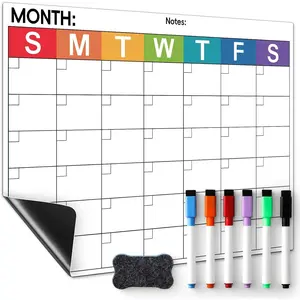 Dry Erase  Calendar for Refrigerator - Monthly Planner  Whiteboard for Fridge Wall Door - Shopping, Meal/Menu, , Family Schedule Planning Board with 6 Markers - Colorful
