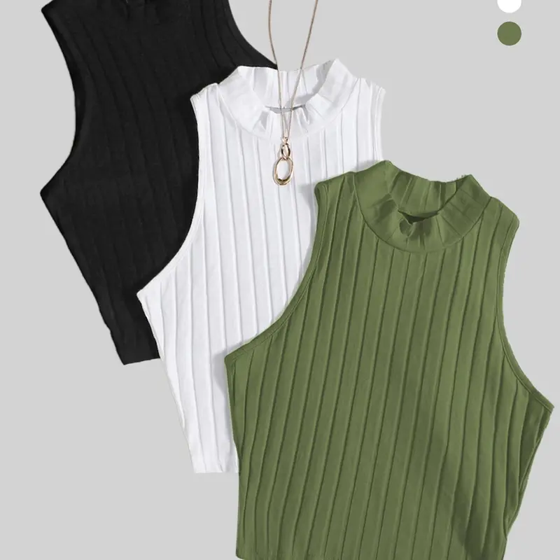 Women's Textured Mock Neck Crop Fitted Tank Top, Casual Fashion Sleeveless Ribbed Top, Aesthetic Minimalist Summer Clothes Women for Daily Wear, Basic Womenswear