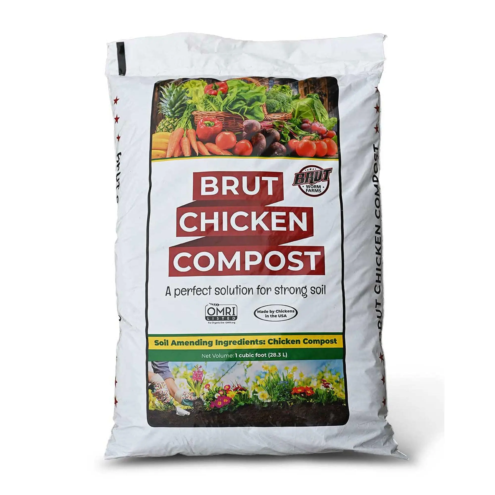 Brut Organic Chicken Compost Nutrient-Rich Garden Fertilizer, 1 cubic ft(1 Pack) Brut Organic Chicken Compost Nutrient-Rich Garden Fertilizer, 1 cubic ft(1 Pack)