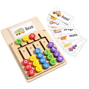 Letter Spelling Learning Board with 12 Double-Sided Word Cards, Educational Phonics Toy for Kids, Learning Tool, Engaging English Vocabulary Learning, Preschool Alphabet Tool