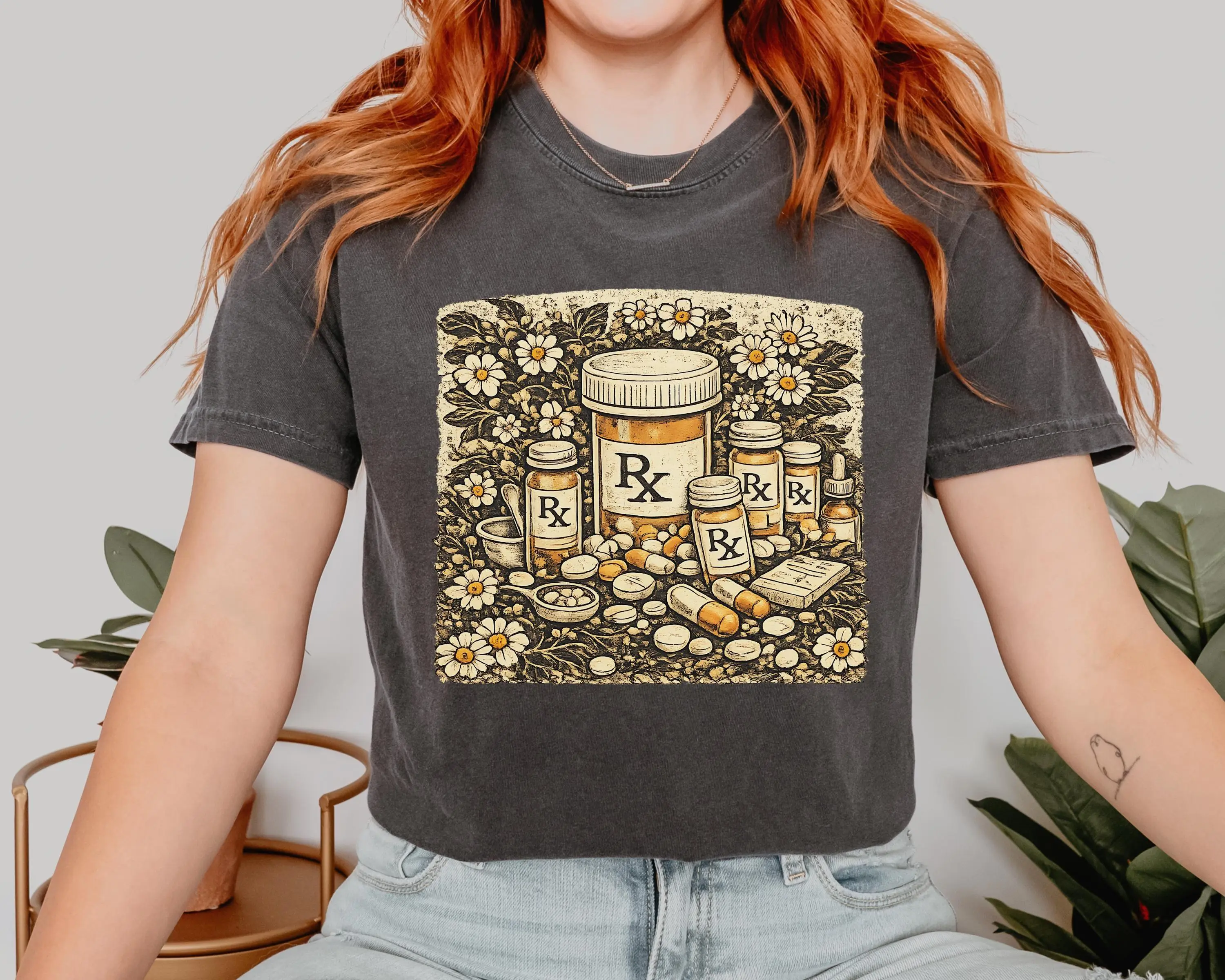 Pharmacy Technician shirt, Pharmacist Floral Tee, RX Cottagecore, Gift for Pharmacist, Vintage Medicine Graphic