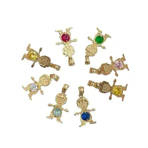 14K Gold Boy/Girl Pendents With Birthstone