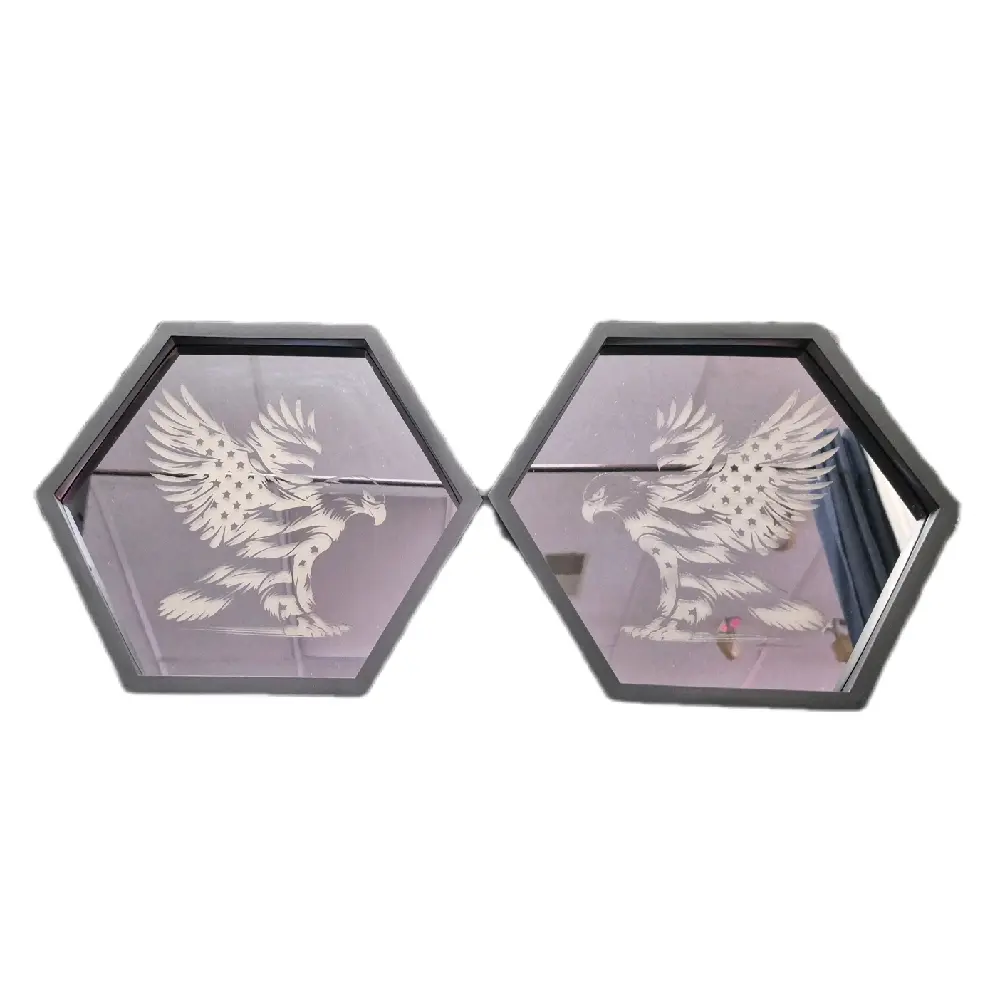 Laser Engraved Glass Hanging Mirror, Decorative Unique-Design Mirror for Home Decor Supplies