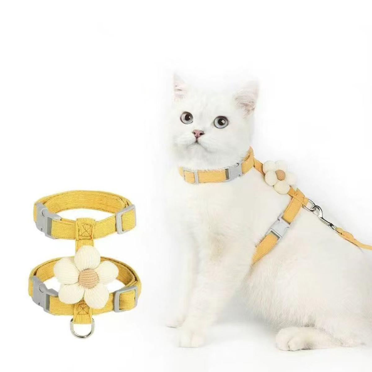 Cat Harness and Leash Sets Adjustable Dog Harness for Small Dog Leash Breashable Pet Harness Out Walking Dog Strap Cat Accessory