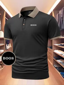 Men's Colorblock Short Sleeve Casual Collared Polo Shirt, Regular Fit Fashion Comfy Half Placket Top for Summer, Men's Clothes for Outdoor Wear, Menswear