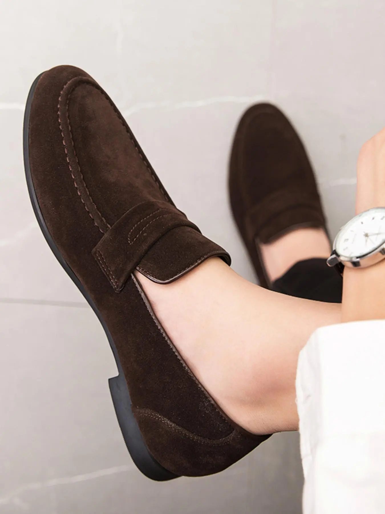 Men's Minimalist Solid Color Belted Design Slip-on PU Leather Loafers, Casual Business Shoes, Casual Comfortable Flat Shoes for Daily Wear, Fashion Shoes for Party, Daily Clothing Decor