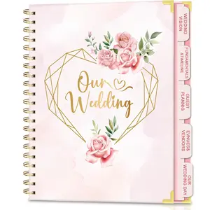 Wedding Planner For Bride-Bridal Wedding Planning Binder With 5 Tabbed Sections+Countdown Calendar,Unique Engagement Gifts For Couples