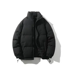 Men's Solid Thicken Zip Up Drawstring Down Jacket, Loose Puffer Jacket, Casual Thermal Pocket Funnel Neck Outwear for Fall & Winter, Streetwear, Cold Weather Gear, Jackets for Men, Winter Tops 2024, Winter Jacket, Thick Jacket,?Es