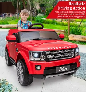 【Christmas Gift】Red 12V Licensed Land Rover Ride On Car For Kids With Remote Control MP3 Player LED Lights And Dual Motors Red