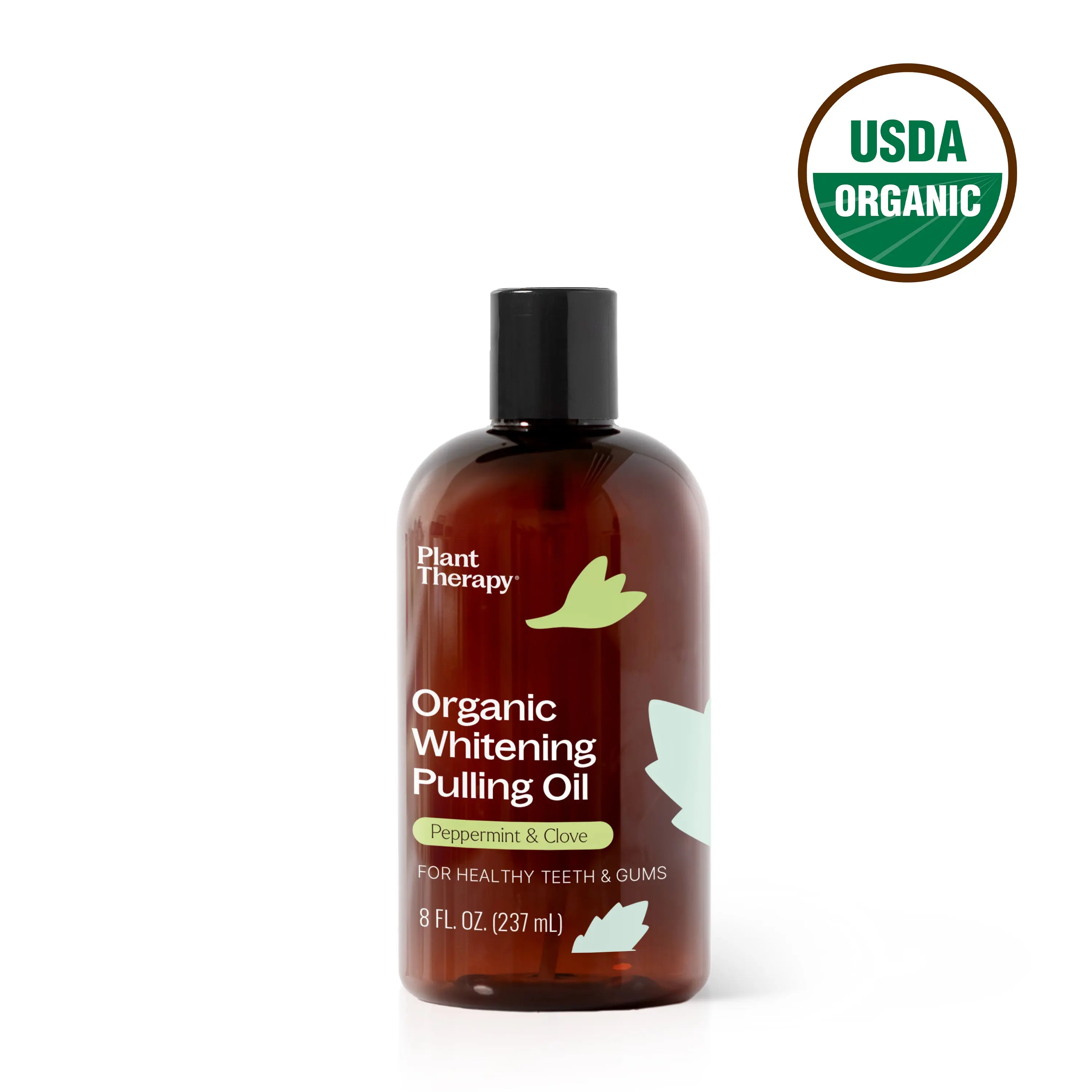 Plant Therapy Organic Whitening Pulling Oil 8 oz Peppermint & Clove, Naturally Whitens Teeth, Freshens Breath & Supports Gum Health, Helps Calm Oral Irritation and Discomfort, Natural Essential Oils