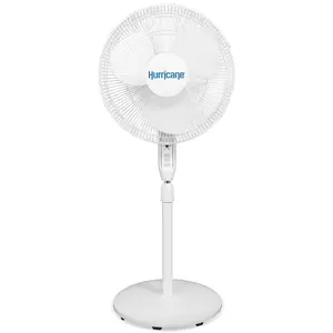 Hurricane Supreme 16" 3 Speed Oscillating Stand Pedestal Fan with Remote, White/Black, 1/2 Pack