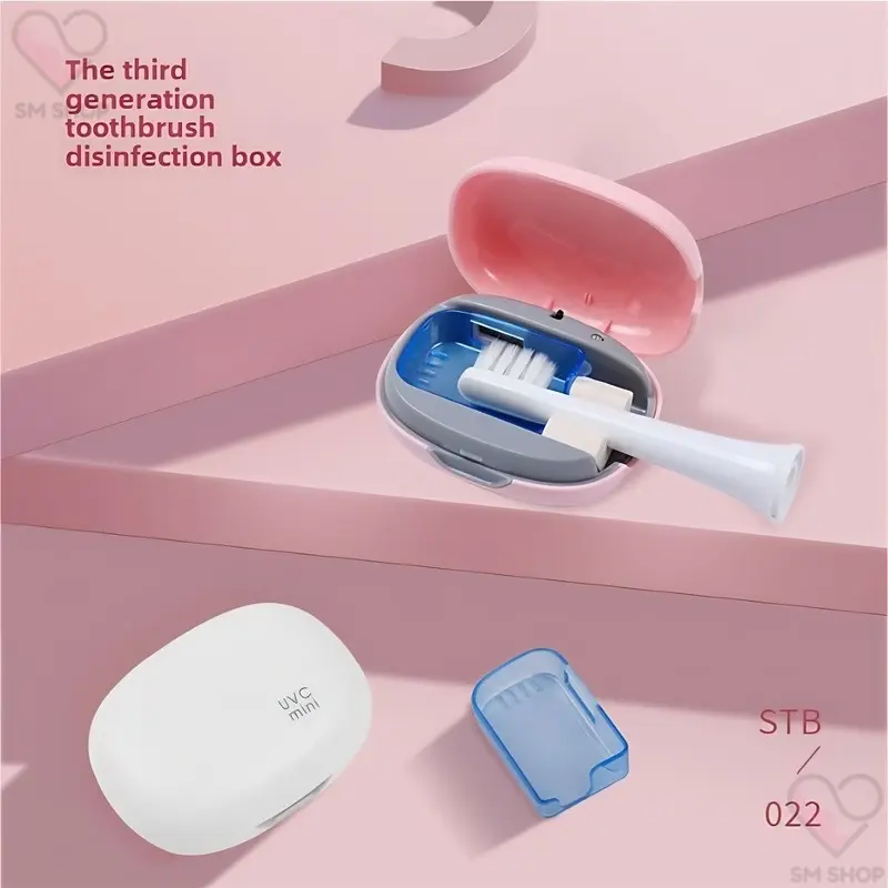 White Sterilized toothbrush case, food-grade material, anti-mold and waterproof, smart sensor + storage, portable dual-use to protect the oral health of the whole family.
