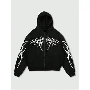 Best-Selling Gothic Tribal Graphic Hoodie – Oversized streetwear fit, premium fleece fabric, a fall fashion essential, unique thorn and tribal design—a must-have for trendsetters and Black Friday shoppers