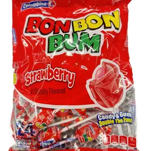 (2 pack) Colombina Bon Bon Bum Strawberry Flavor Candy & Gum - Delicious Snack for Bubblegum Lovers Sweet Tangy